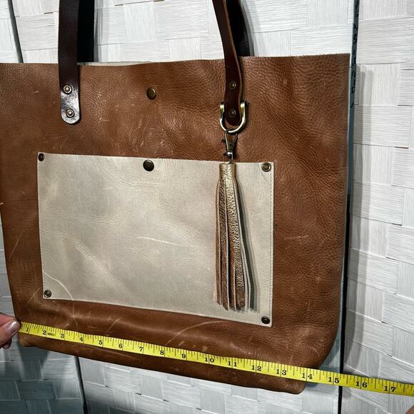 Jill's Homestead The Tote Bag Rose Gold Tassel Genuine  Leather Look Rural Nice - Picture 12 of 15